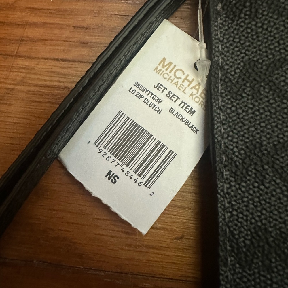 Michael Kors Black and Gray MK Monogram Zip Pouch - Picture 3 of 6
